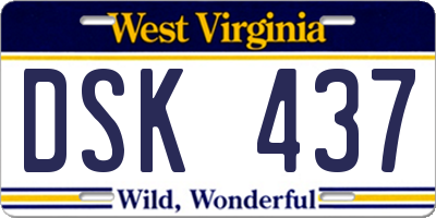 WV license plate DSK437
