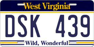 WV license plate DSK439