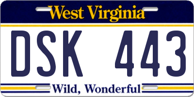 WV license plate DSK443