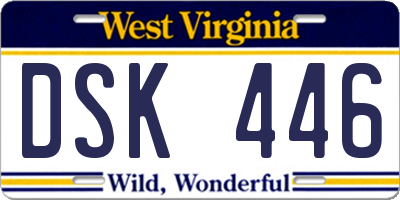 WV license plate DSK446