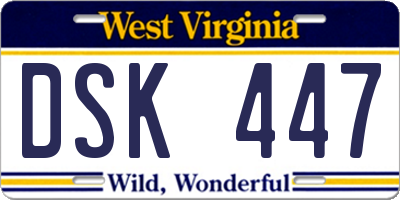WV license plate DSK447