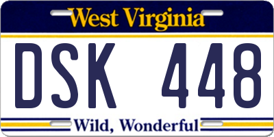 WV license plate DSK448