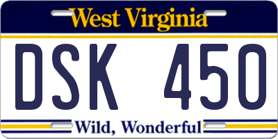WV license plate DSK450