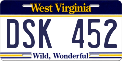 WV license plate DSK452