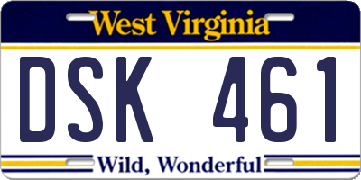 WV license plate DSK461