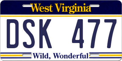 WV license plate DSK477