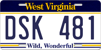 WV license plate DSK481