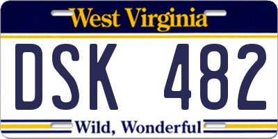 WV license plate DSK482