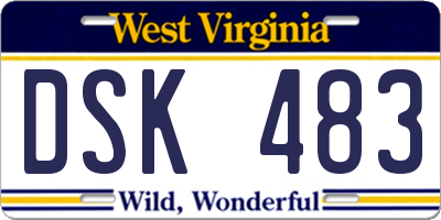 WV license plate DSK483