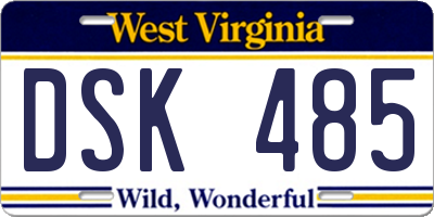WV license plate DSK485