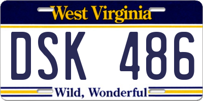 WV license plate DSK486
