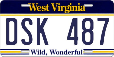 WV license plate DSK487