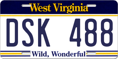 WV license plate DSK488