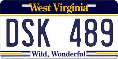 WV license plate DSK489