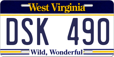 WV license plate DSK490