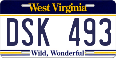 WV license plate DSK493