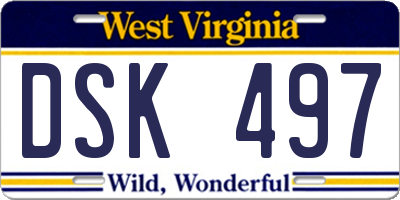 WV license plate DSK497