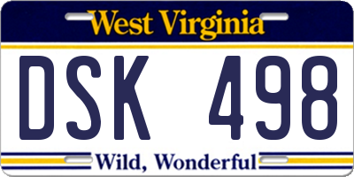 WV license plate DSK498