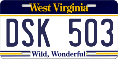 WV license plate DSK503