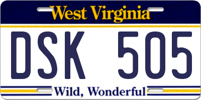 WV license plate DSK505