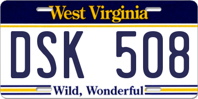 WV license plate DSK508