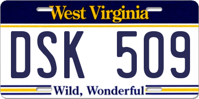 WV license plate DSK509