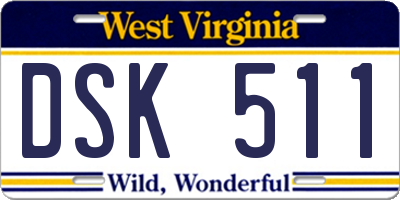 WV license plate DSK511