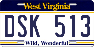 WV license plate DSK513