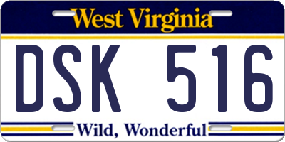 WV license plate DSK516