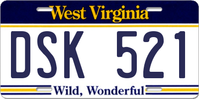 WV license plate DSK521