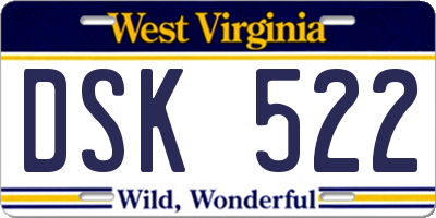WV license plate DSK522