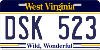 WV license plate DSK523