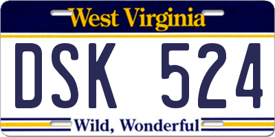 WV license plate DSK524