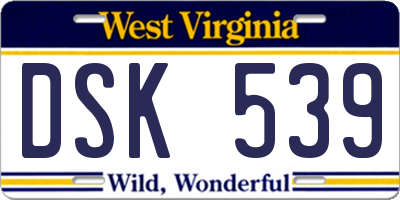 WV license plate DSK539