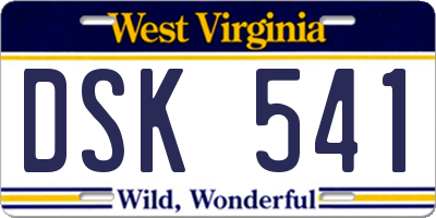 WV license plate DSK541