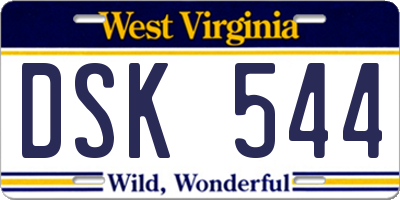WV license plate DSK544