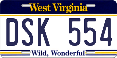WV license plate DSK554