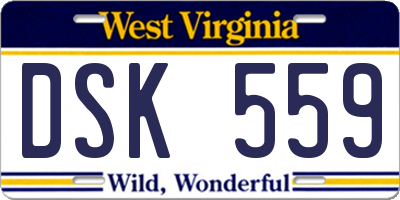 WV license plate DSK559