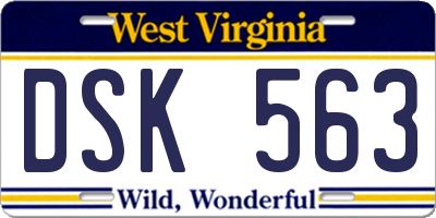 WV license plate DSK563