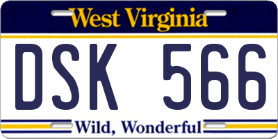 WV license plate DSK566
