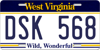 WV license plate DSK568
