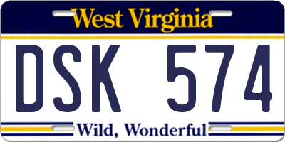 WV license plate DSK574