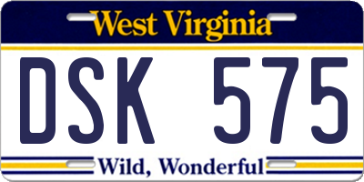 WV license plate DSK575