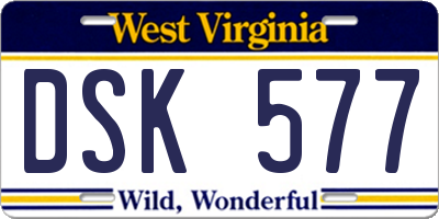 WV license plate DSK577