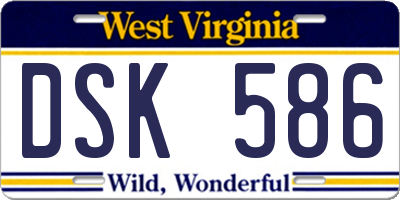 WV license plate DSK586