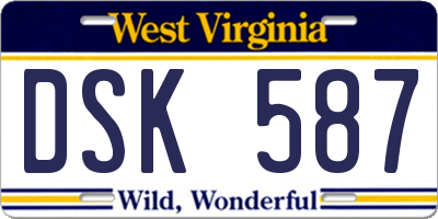 WV license plate DSK587
