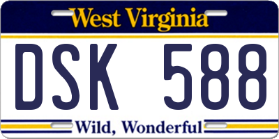 WV license plate DSK588