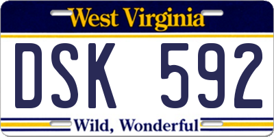 WV license plate DSK592