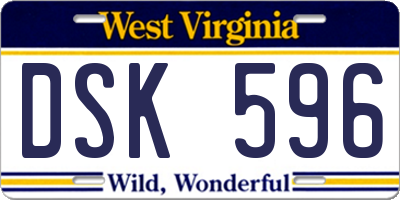 WV license plate DSK596