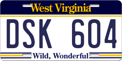 WV license plate DSK604